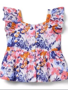 Janie and Jack Floral Ruffle Sleeve Peplum Top